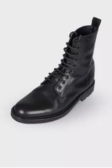 Men's black leather boots