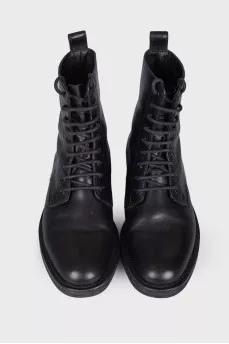 Men's black leather boots