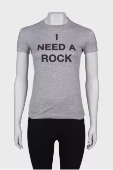 Cotton gray printed T-shirt