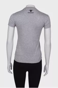 Cotton gray printed T-shirt