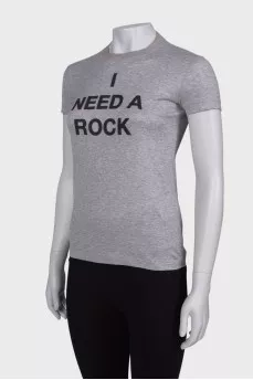 Cotton gray printed T-shirt