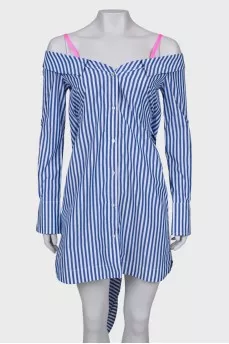 Off-the-shoulder shirt dress
