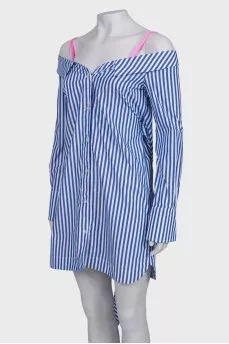 Off-the-shoulder shirt dress