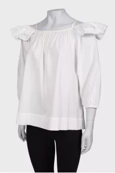White blouse with ruffled sleeves