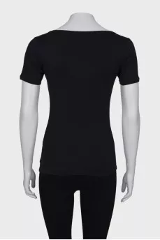 Black T-shirt with rhinestone embroidery