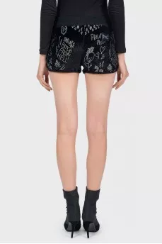 Black plush micro shorts
