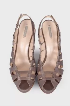 Open toecap leather sandals