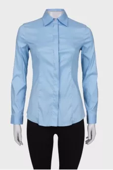 Classic blue press-stud closure shirt