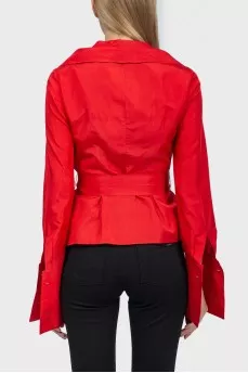 Red silk wrap shirt
