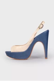 Two tone heeled sandals