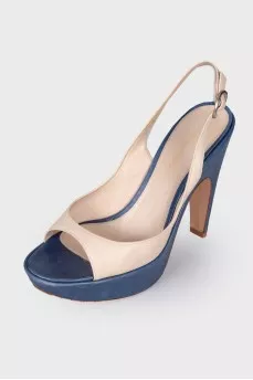 Two tone heeled sandals