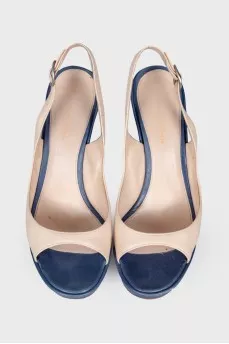 Two tone heeled sandals