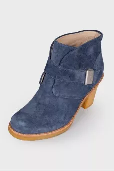 Suede blue ankle boots