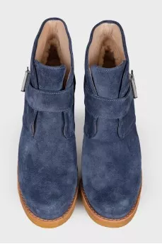 Suede blue ankle boots