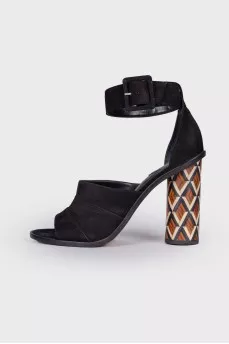 Patterned heeled sandals