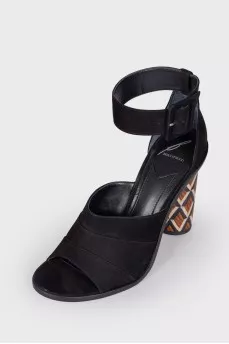 Patterned heeled sandals