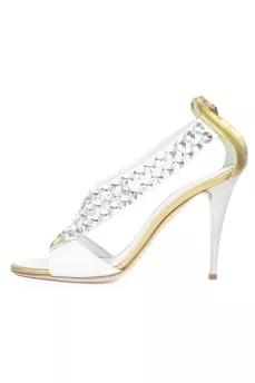 White metallic sandals