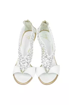 White metallic sandals