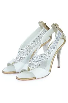 White metallic sandals