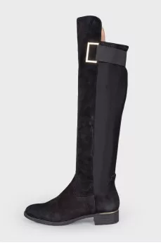 Suede and textile boots