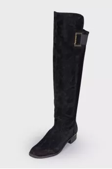 Suede and textile boots