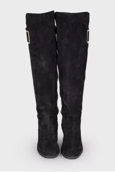 Suede and textile boots