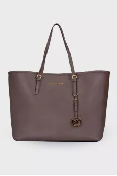 Brown leather tote