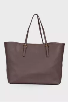 Brown leather tote