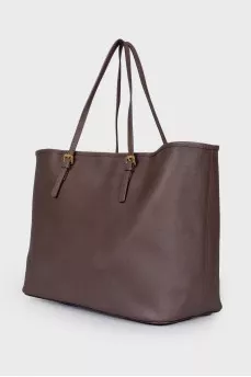 Brown leather tote