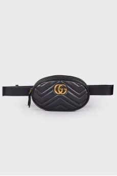 Поясна сумка Black Matelassé Leather GG Marmont