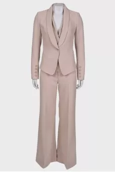 Beige three piece suit