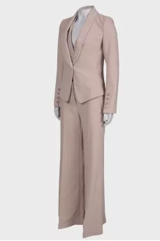 Beige three piece suit