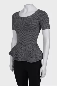 Gray blouse with peplum