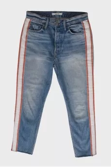 Blue jeans with stripes