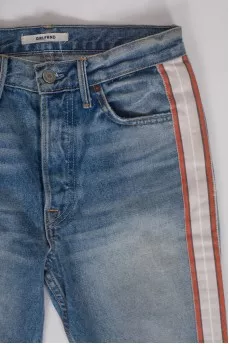 Blue jeans with stripes
