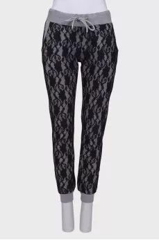 Gray trousers with lace