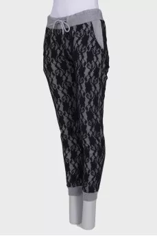 Gray trousers with lace