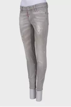 Paint print jeans