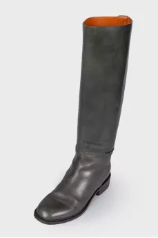 Green low heel boots