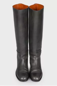 Green low heel boots