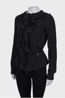 Black blouse with ruffles
