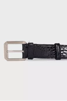 Men's black crocodile leather belt