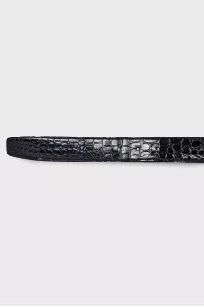 Men's black crocodile leather belt