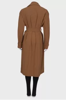 Double-breasted trench coat ocher