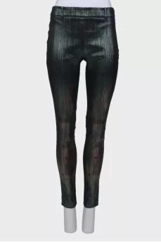 Green trousers with lurex