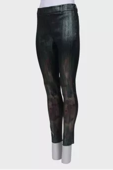 Green trousers with lurex