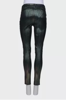 Green trousers with lurex