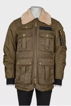 Men's jacket with fur collar
