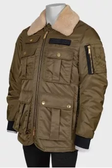 Men's jacket with fur collar