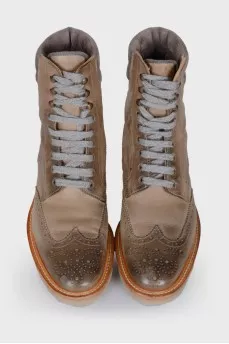 Brown leather lace-up boots